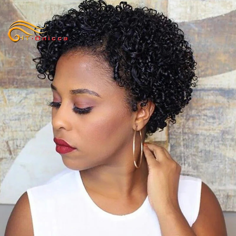 Pixie Cut Wig For Women Curly Hair Lace Front Human Hair Wigs Short Bob Wig Pre Plucked Natural Color 13X1 Lace Part Lace Wigs