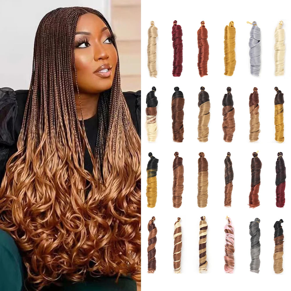 French Curly Braiding Hair 24 Inch Pre Stretched Bouncy Braiding Hair Loose Wavy Synthetic Hair Extensions for Black Women