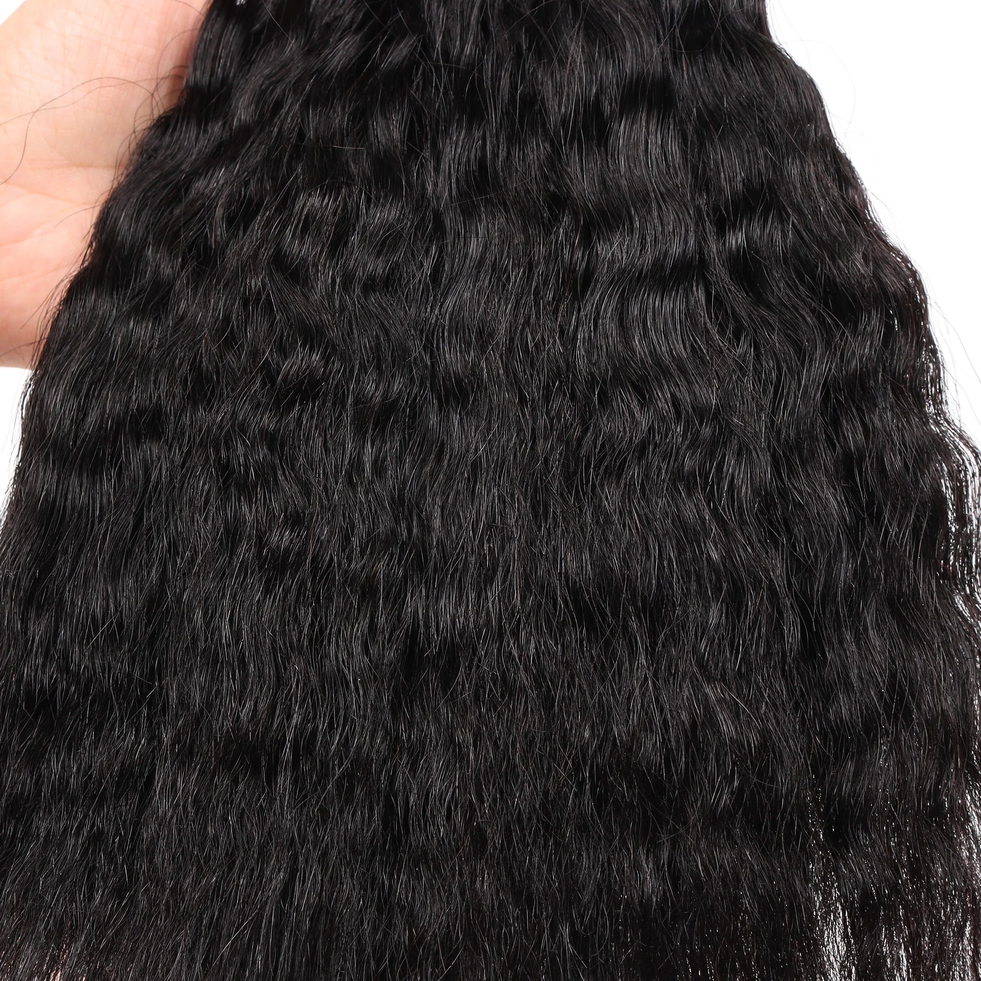 Kinky Straight Clip In Hair Extensions Real Human Hair Natural Black 100g Full Head Clip ins Seamless Kinky Straight Clip on 1B