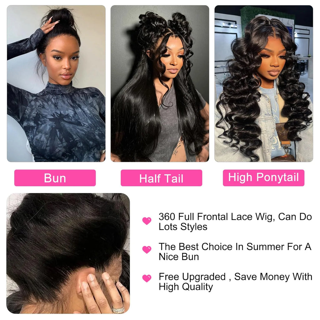 Body Wave 360 Full HD Lace Frontal Wigs Human Hair Pre plucked Brazilian Invisi Strap Snug Fit 360 Straight Full Lace Front Wig