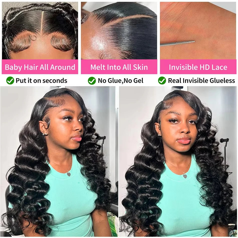 250 Density Loose Deep Wave Human Hair Wig 30 Inch HD 13x6 Lace Frontal Wig 13x4 Water Wave Curly Lace Front Wigs Preplucked