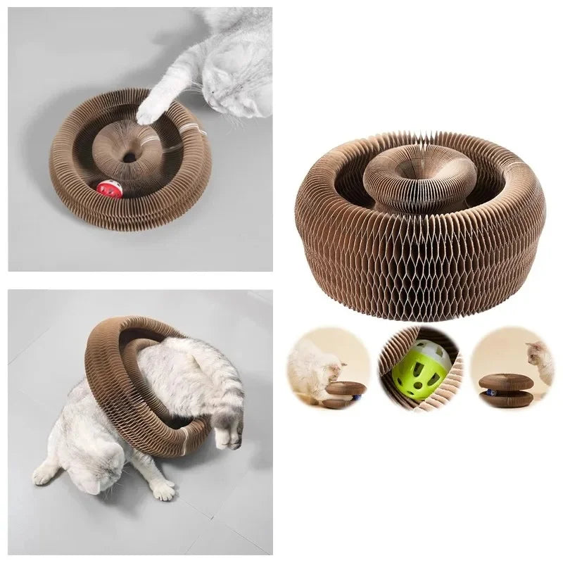 Magic Cat Scratch Organ Board Cat Toy with Ball Cat Grinding Claw Cat Climbing Frame Kitten Round Corrugated Cat Scratching Toy