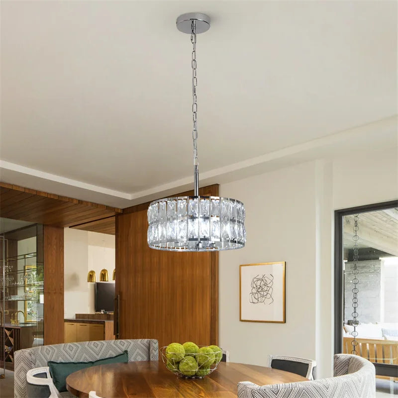 Modern K9 Crystal LED Pendant Light Nordic Chandelier Bedroom Hanging Lamp Retro Luxury Kitchen Dining Table Plafon Ceiling Deco