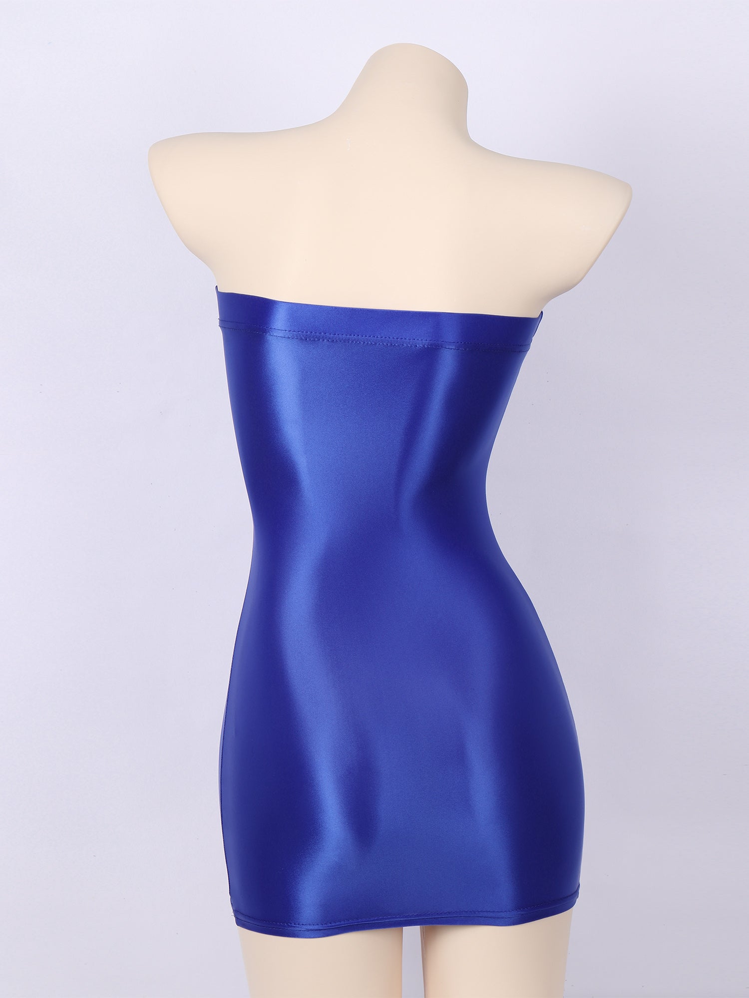 Women Glossy Bodycon Dress Long Sleeve Oil Shiny Smooth Mini Pencil Dress Stretchy Mock Neck Tight  Party Dresses Dance Clubwear