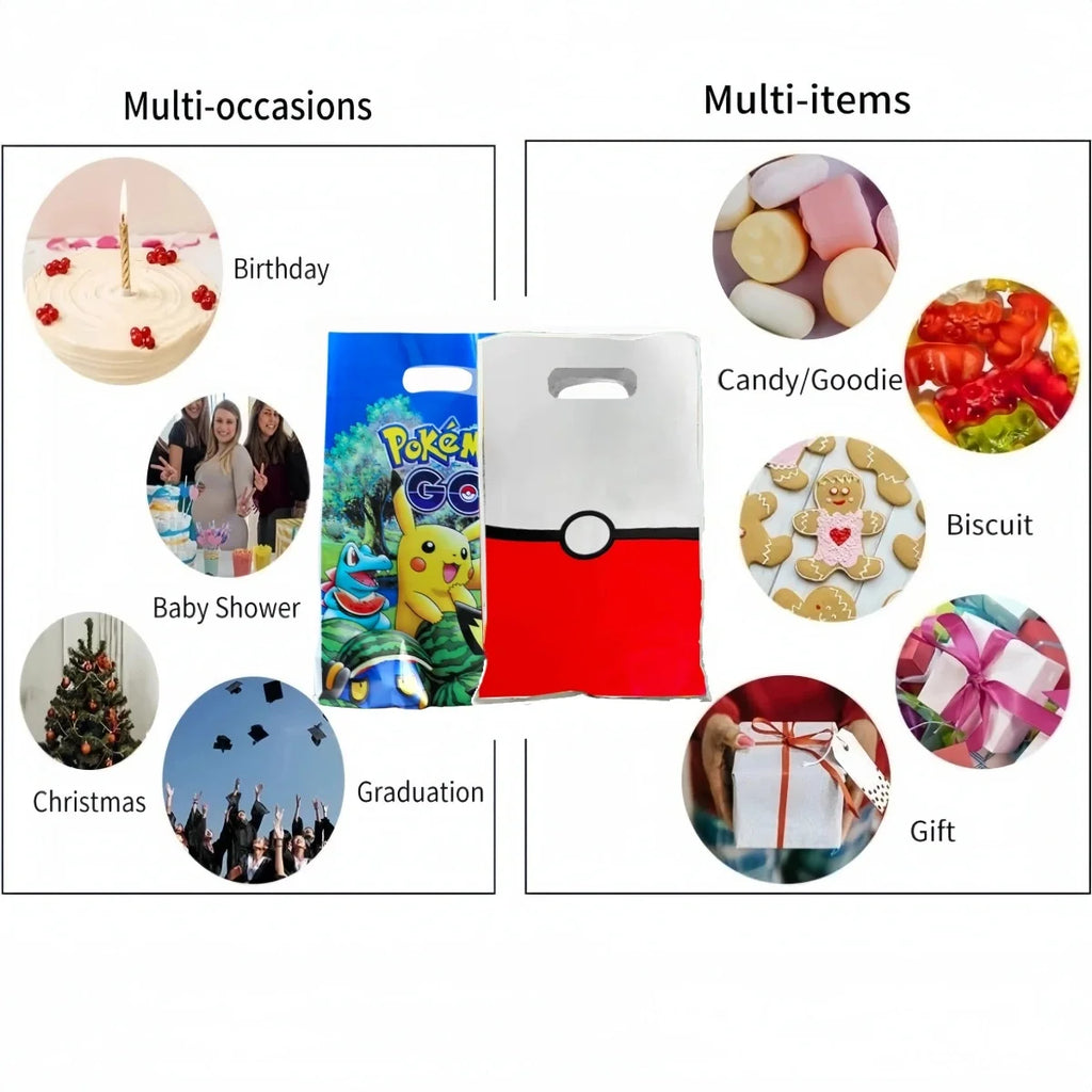 Pokemon Gift Bags Birthday Party Decoration Pikachu Goody Biscuit Package Candy Bag Baby Shower Kids Party favors Gifts Supplies