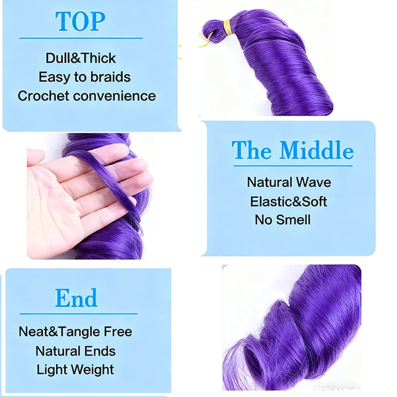 French Curls Hair Crochet Braids Loose Wave Spiral Curly Braiding Hair for Black Women Synthetic Hair Extensions 1PC/75g