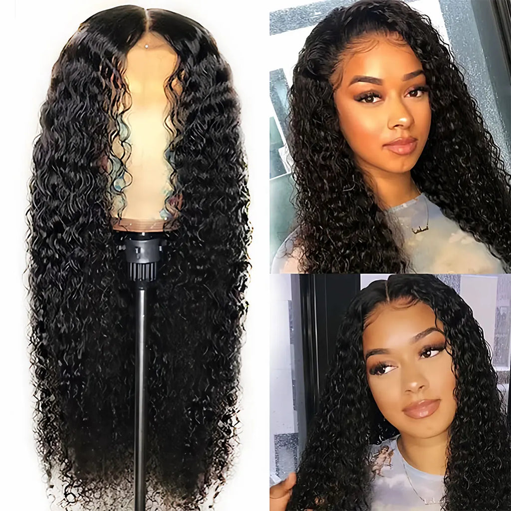 Wig for Women, African Small Curls, Fashionable Middle-Parted Long Curly Hair, Corn Perm Synthetic Fiber Wig Headgear