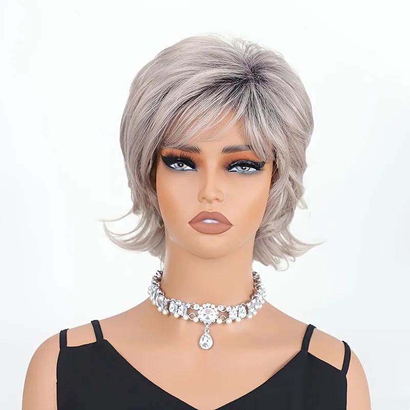 Women's Synthetic Wig with Side-Swept Waves, Voluminous Fashionable Black Curly Hair Wig, Suitable for Daily Wear and Cosplay