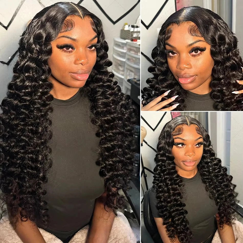 250 Density Loose Deep Wave Human Hair Wig 30 Inch HD 13x6 Lace Frontal Wig 13x4 Water Wave Curly Lace Front Wigs Preplucked