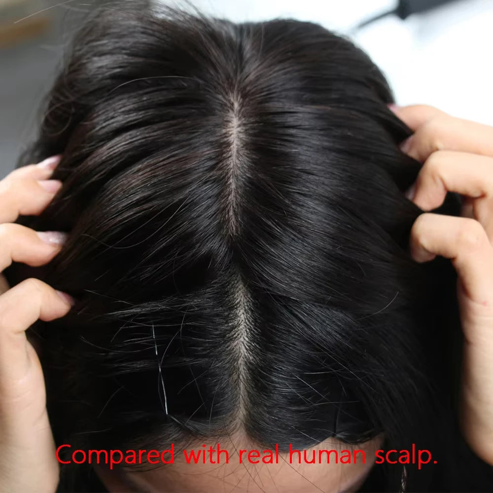 Medical Wig Real Virgin Human Hair 15x15CM Silk Top Natural Look Soft Light Breathable Elastic Net Comfortable Wearing for Women