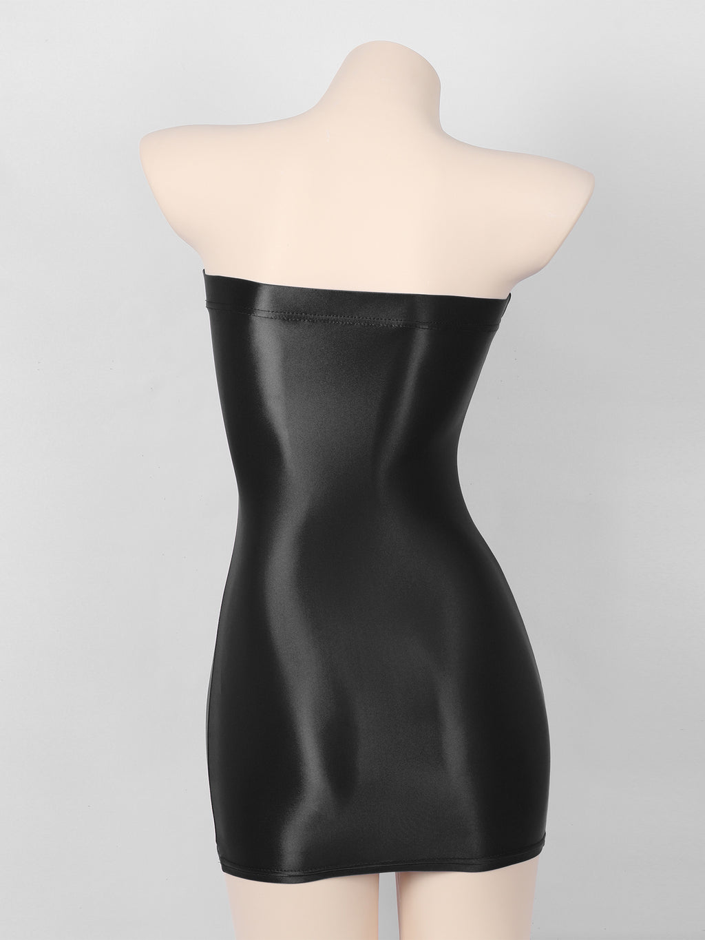 Women Glossy Bodycon Dress Long Sleeve Oil Shiny Smooth Mini Pencil Dress Stretchy Mock Neck Tight  Party Dresses Dance Clubwear