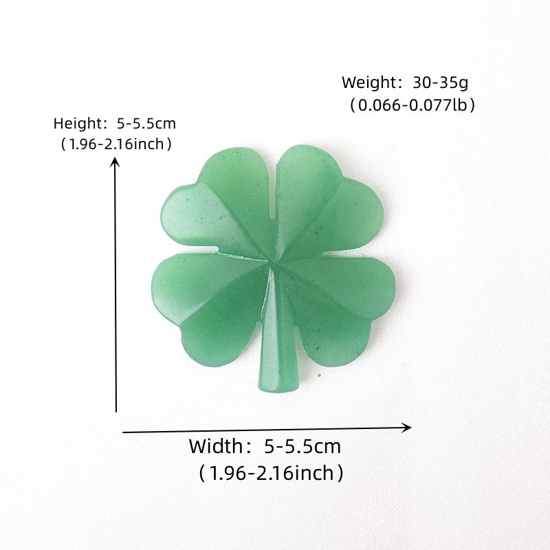 1PC Natural Stone Aventurine Four Leaf Clover Carving Figurines Ornaments Reiki Gemstone Crafts Home Tabletop Decoration Gift