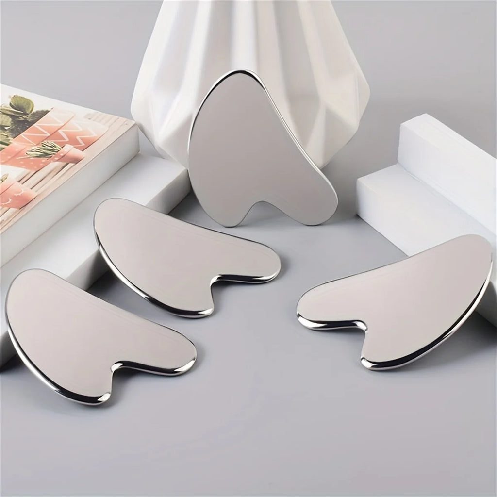 1pc Gua Sha Board Beauty Skin Care Facial Tool Stainless Steel GuaSha Massage Tool Natural Universal Facial Silver Metal