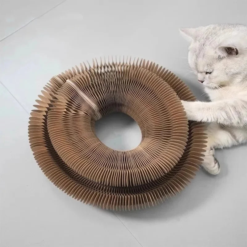 Magic Cat Scratch Organ Board Cat Toy with Ball Cat Grinding Claw Cat Climbing Frame Kitten Round Corrugated Cat Scratching Toy