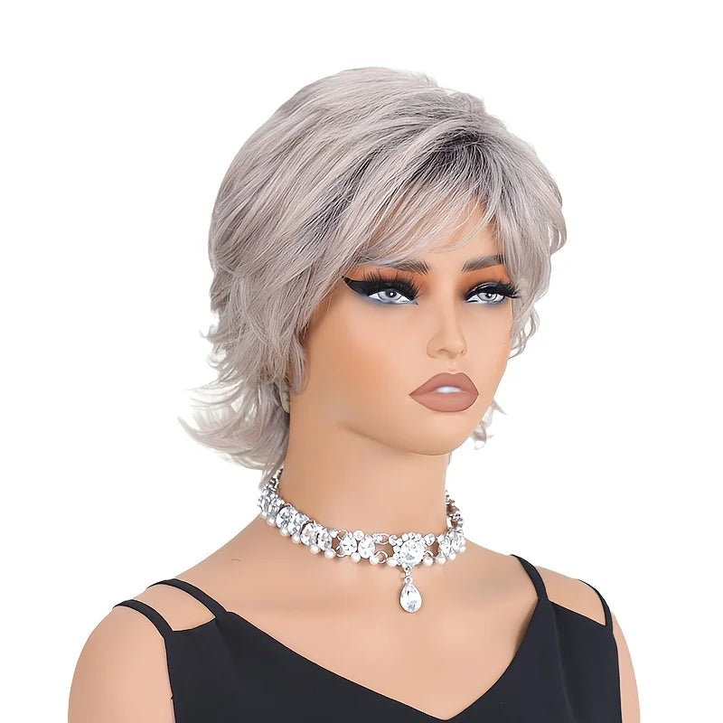 Women's Synthetic Wig with Side-Swept Waves, Voluminous Fashionable Black Curly Hair Wig, Suitable for Daily Wear and Cosplay