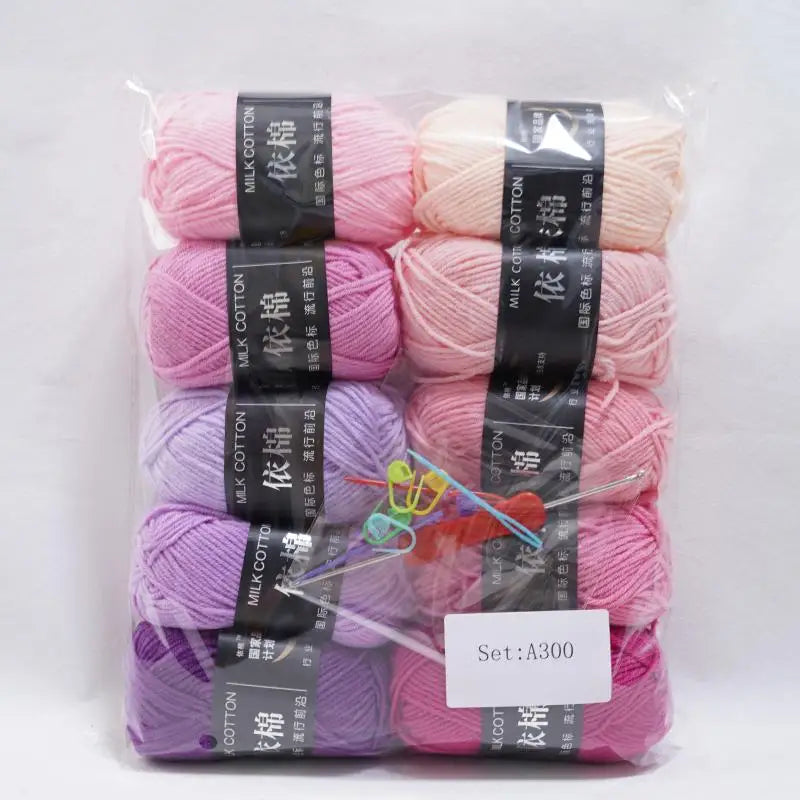 10pcs Mixed Colors Yarn Milk Cotton Yarn Combination Crochet Knitting Yarn Set for Handmade DIY Crafts Sweater Scarf Knitting