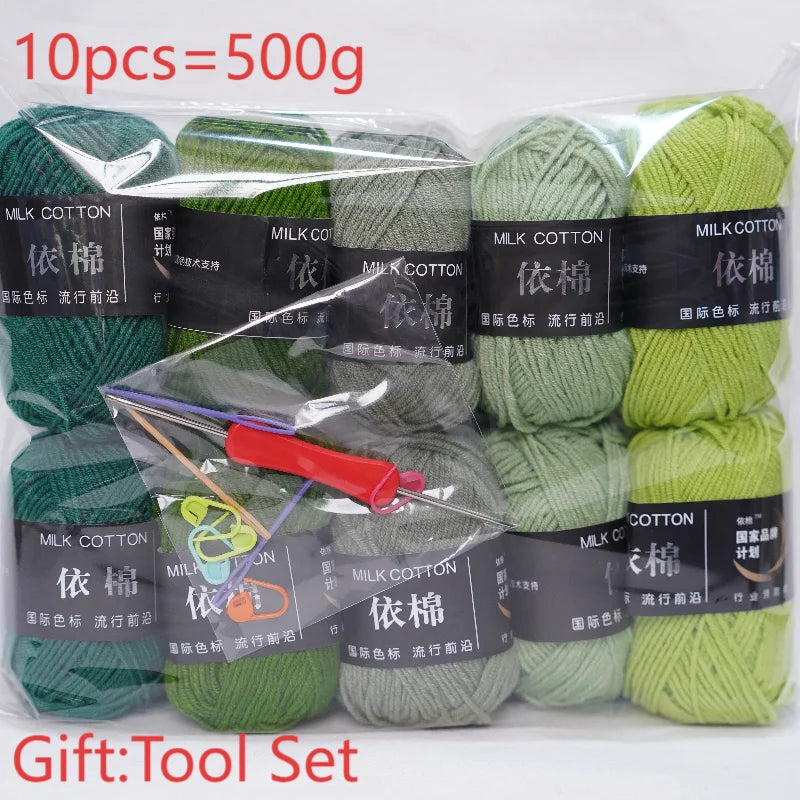 10pcs Mixed Colors Yarn Milk Cotton Yarn Combination Crochet Knitting Yarn Set for Handmade DIY Crafts Sweater Scarf Knitting