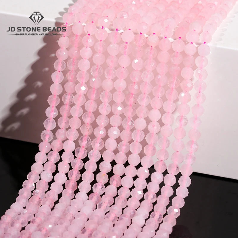 4mm Natural Stone Faceted Pink Quartz Bead Loose Spacer Charm Crystal Bead For Jewelry Making Diy Necklace Bracelet Accesory