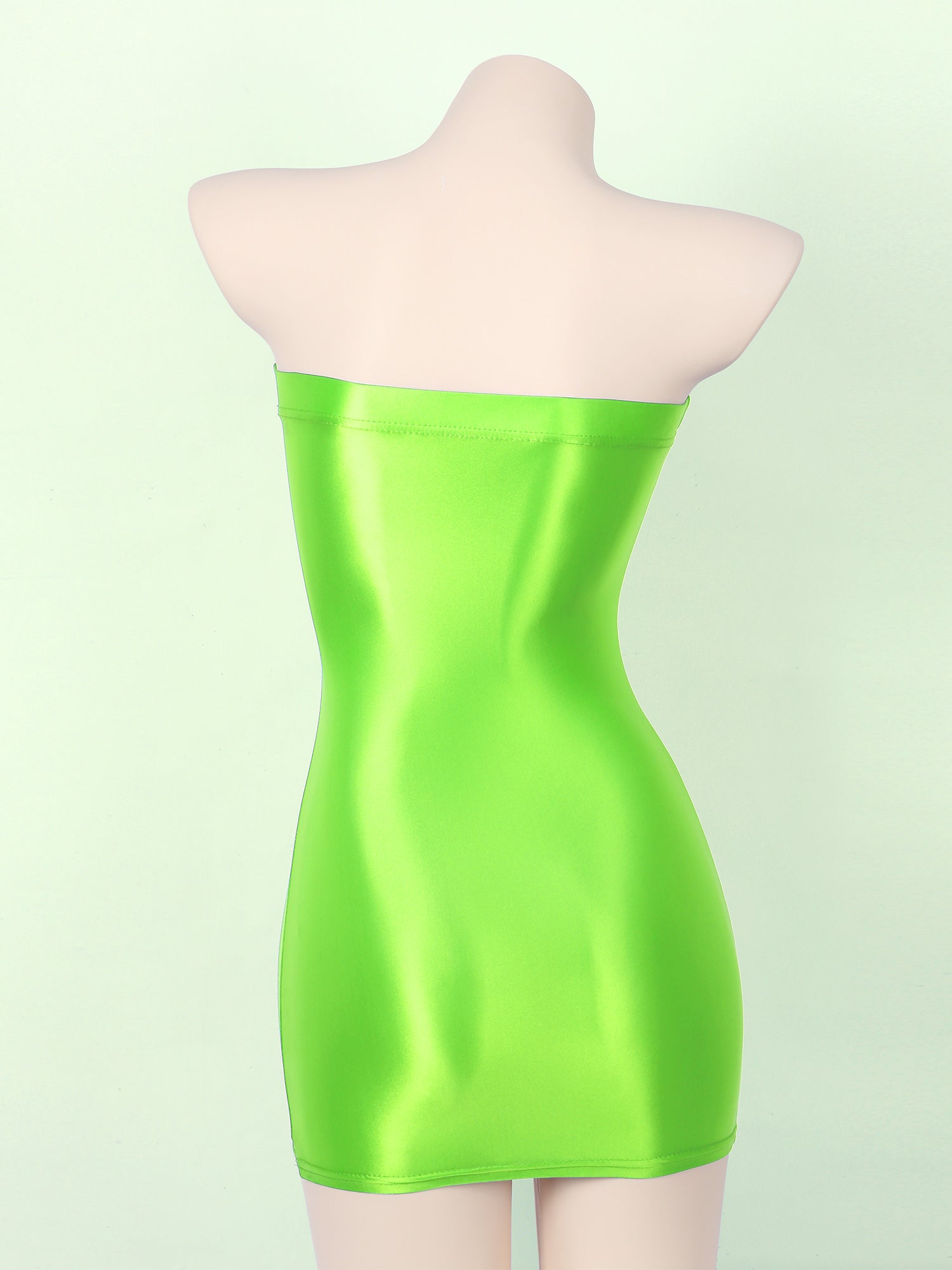 Women Glossy Bodycon Dress Long Sleeve Oil Shiny Smooth Mini Pencil Dress Stretchy Mock Neck Tight  Party Dresses Dance Clubwear