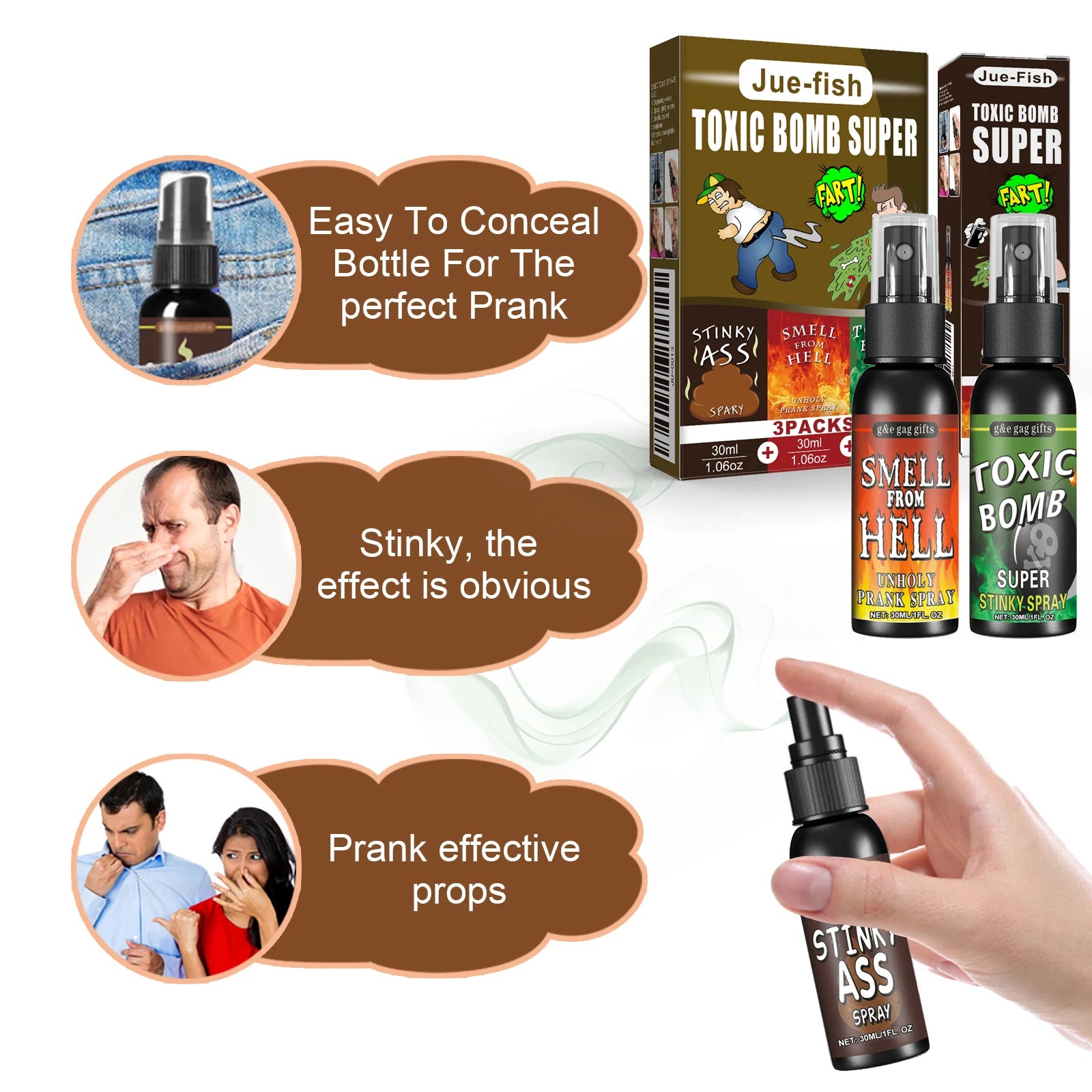Novelties Liquid Fart Gag Prank Joke Spray Can Stink Bomb Smelly Stinky Gas Joke Sprinkle Prank Family Entertainment Supply