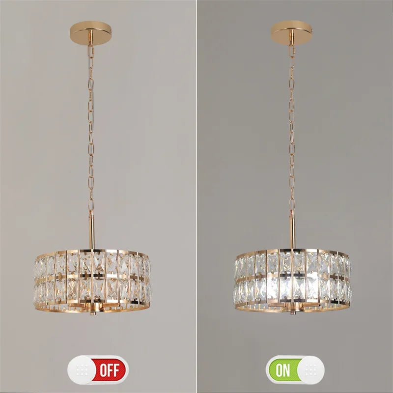 Modern K9 Crystal LED Pendant Light Nordic Chandelier Bedroom Hanging Lamp Retro Luxury Kitchen Dining Table Plafon Ceiling Deco