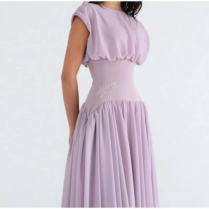 Elegant Satin Pearl Strapless Mini Dress Women Chic Off-shoulder Pleated Slim Female Party Dresses Summer Ribbon Lady Party Robe