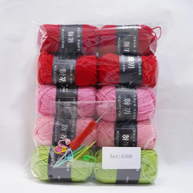 10pcs Mixed Colors Yarn Milk Cotton Yarn Combination Crochet Knitting Yarn Set for Handmade DIY Crafts Sweater Scarf Knitting