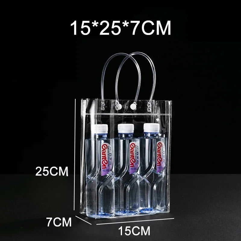 10-100 Pcs Clear Plastic Gift Bags with Handle Transparent Gift Bag Reusable Tote Bag PVC Goodie Bags for Wedding Party Supplies