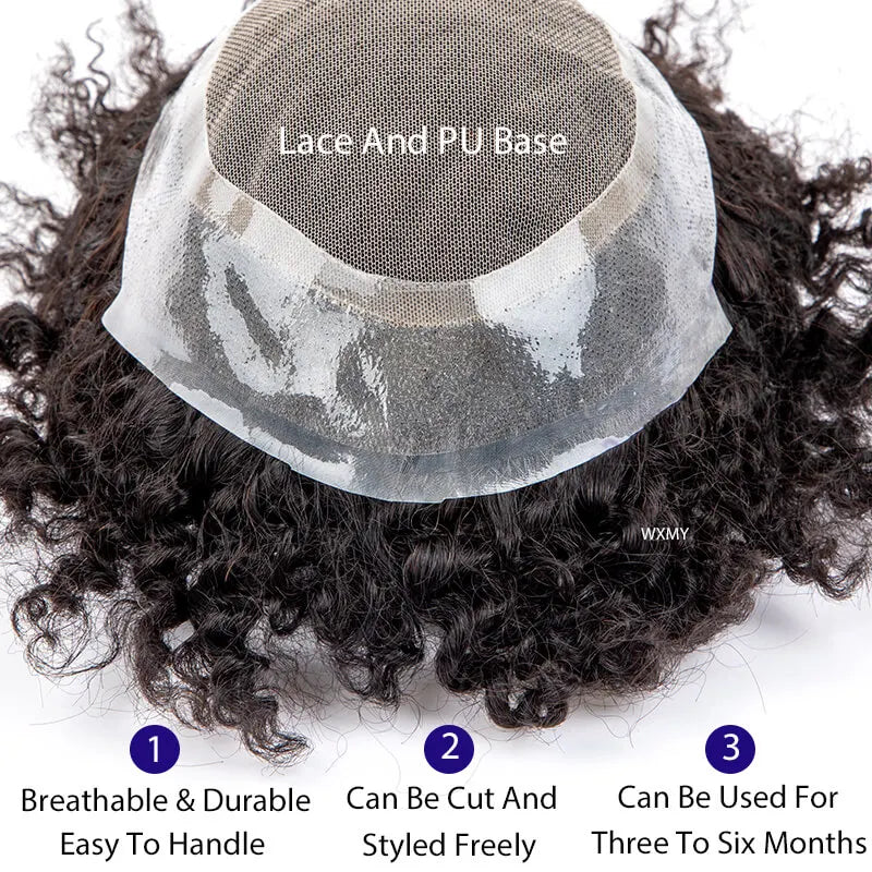 Australia Curly Toupee Men Wig Male Hair Prosthesis Indian Natural Human Hair Wigs For Men French Lace Man Wig System Hairpieces