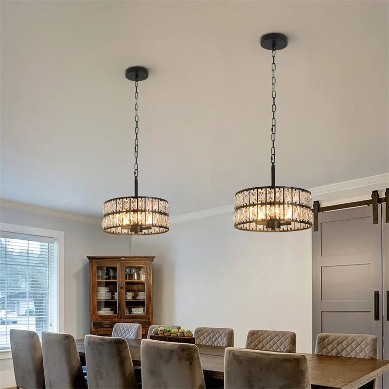 Modern K9 Crystal LED Pendant Light Nordic Chandelier Bedroom Hanging Lamp Retro Luxury Kitchen Dining Table Plafon Ceiling Deco