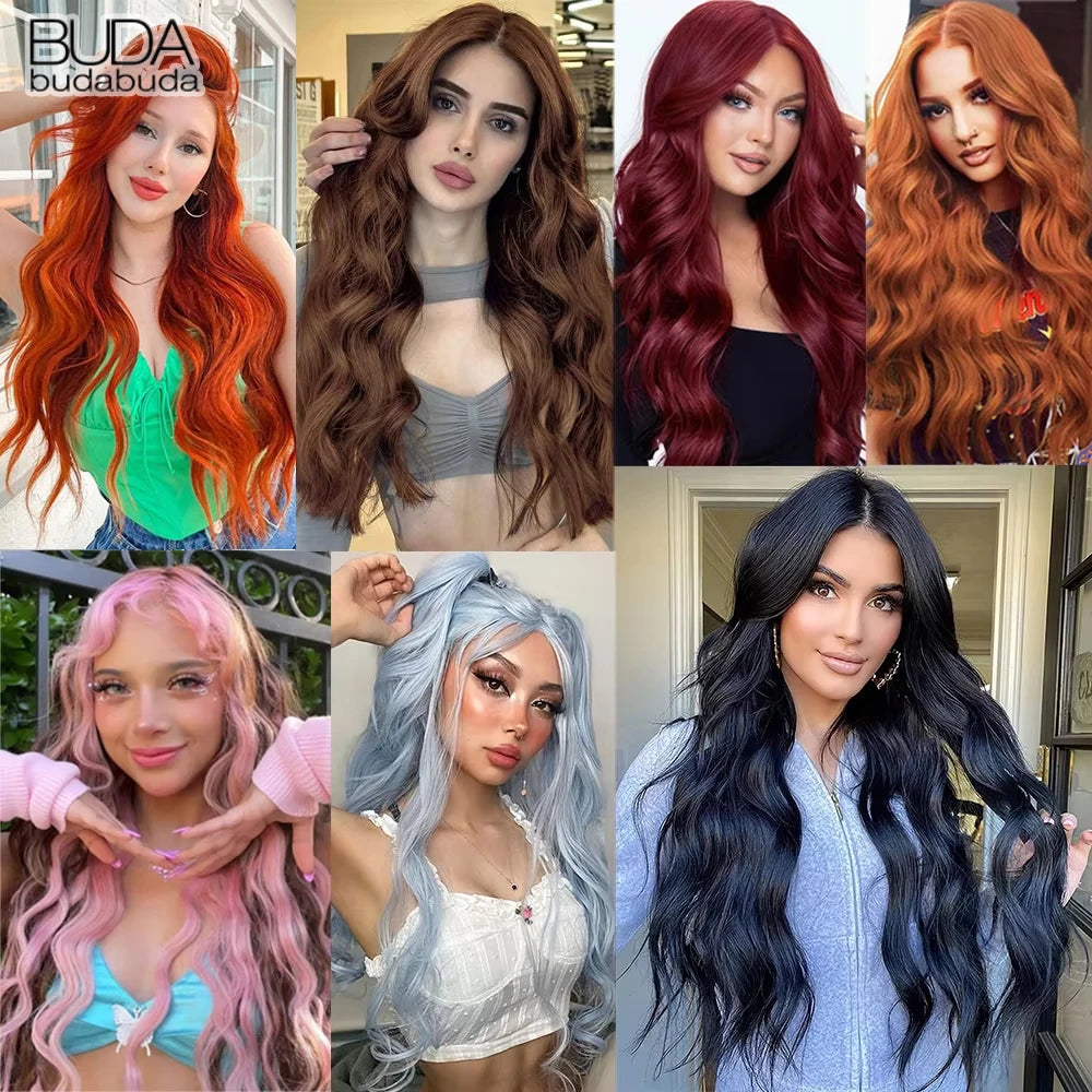 Synthetic Hair Colored Brazilian Body Wave Hair Weave Bundles 24” Heat Resistant Fiber Hair Extensions Body Wave Hair Bundles