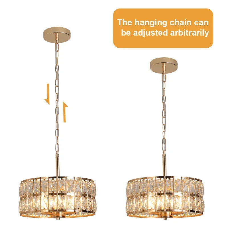 Modern K9 Crystal LED Pendant Light Nordic Chandelier Bedroom Hanging Lamp Retro Luxury Kitchen Dining Table Plafon Ceiling Deco