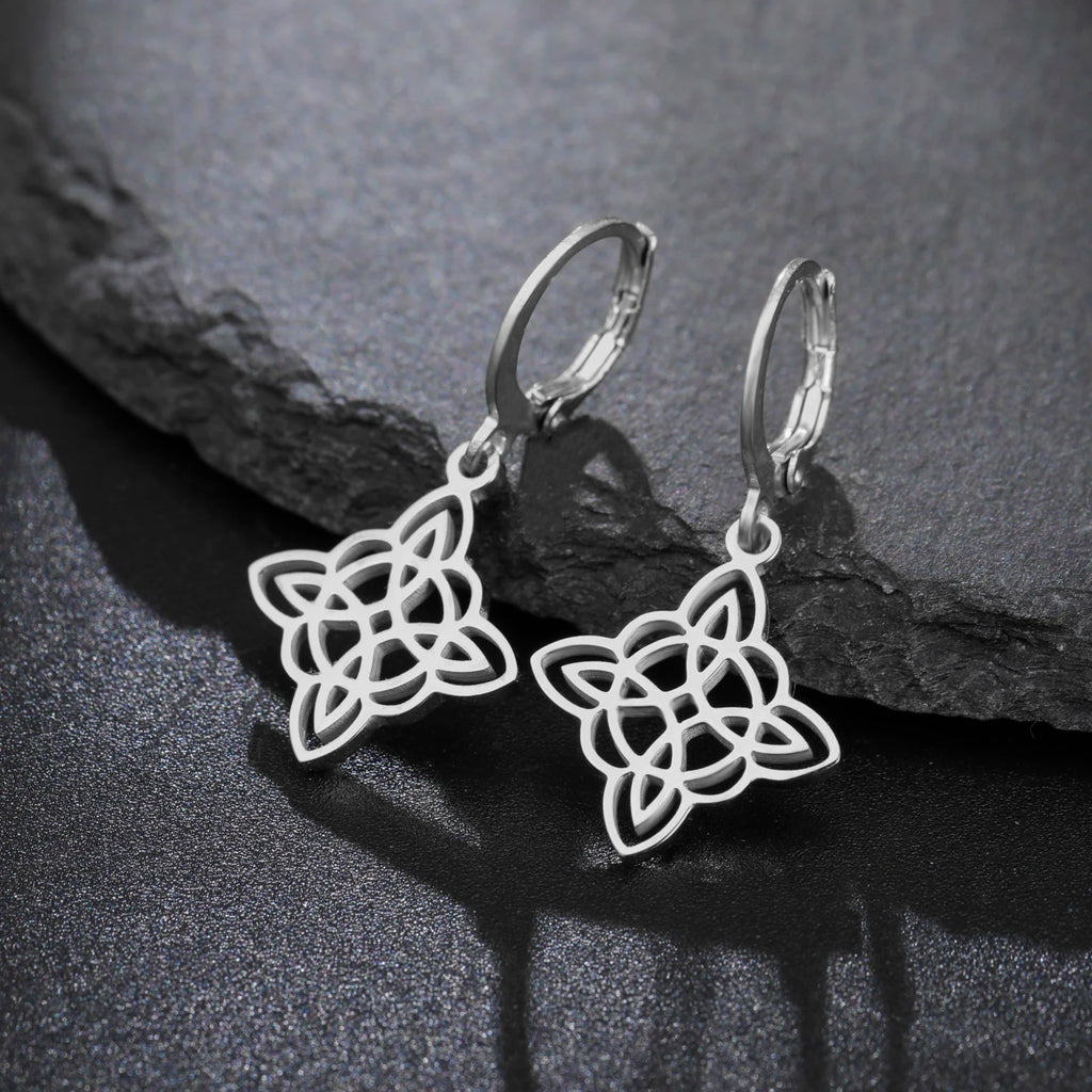 EUEAVAN 1 Pair Witch Knot Earrings for Women Witchcraft Stainless Steel Irish Celtics Knots Earring Lucky Amulet Jewelry Gift
