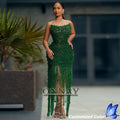 Customized Trendy Tassel Prom Dresses Pearls Strapless Beadings for Women Kuwait Saudi Arabric Gala Bespoke Vestidos De Fiesta