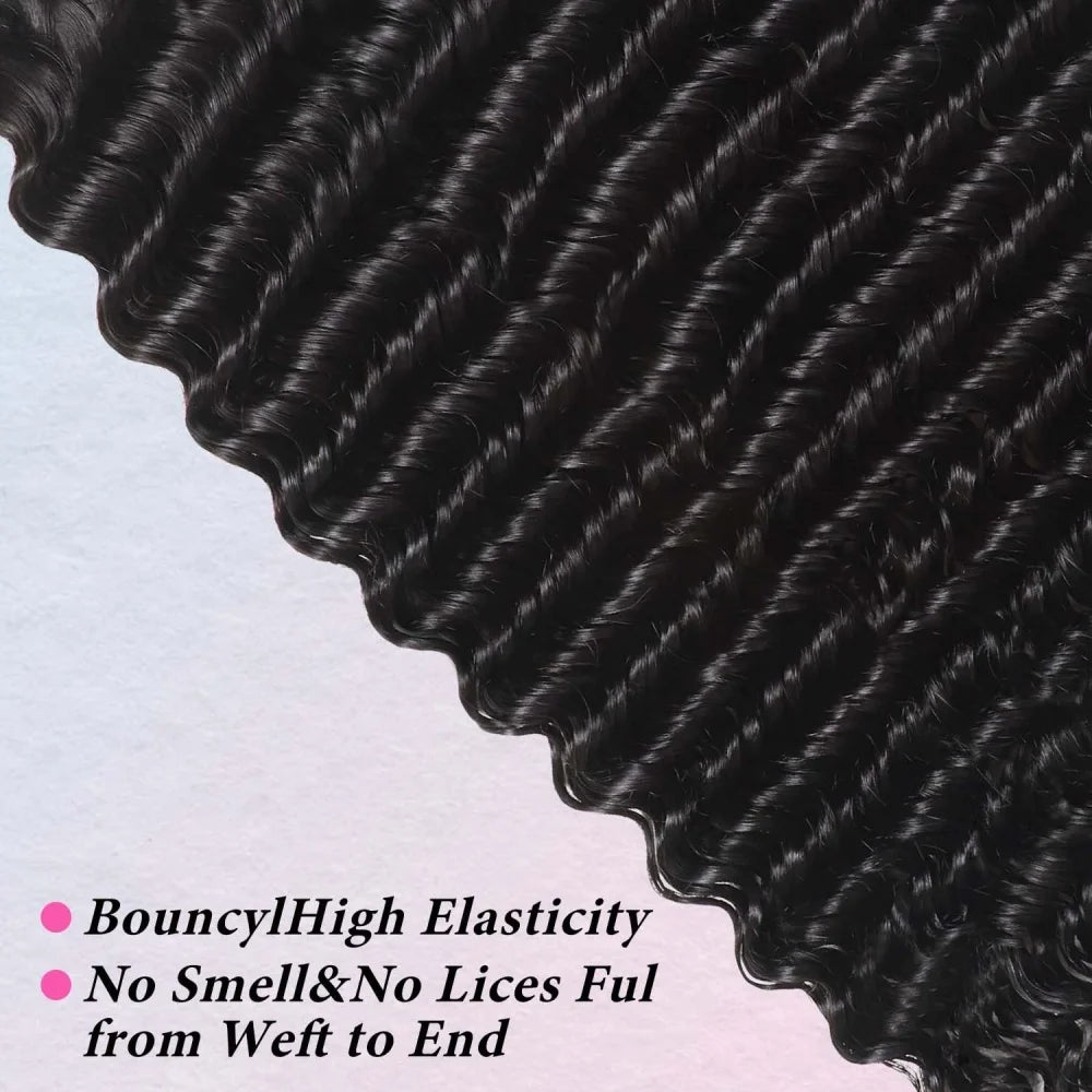 12A Deep Wave 28 30 Inches Brazilian Human Hair Bundles Deep Water Wave Bundles Human Hair Extensions Raw Hair Bundles