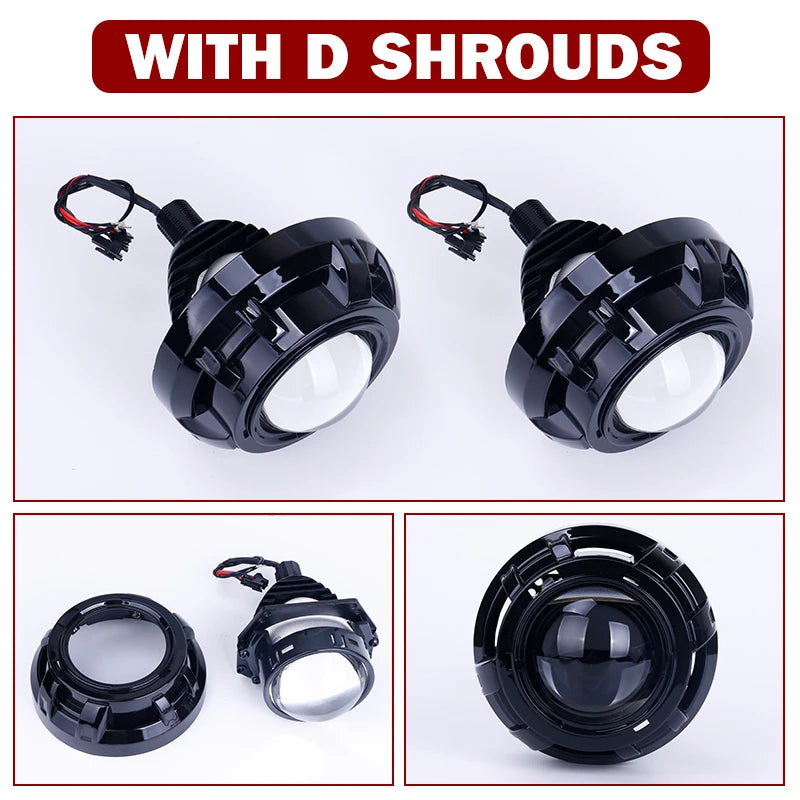 3.0 Inch Bi Led Projector Lens Halo Lights H4 H7 9005 9006 Car Headlights Bulb Hella 3R Upgrade Kit Angel Eye White Lamp LHD RHD