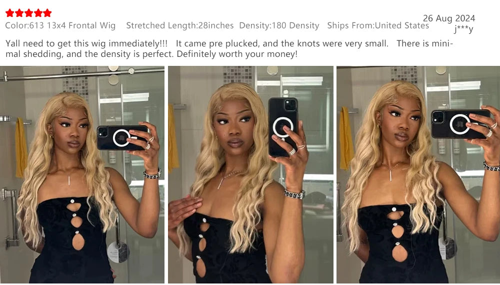 613 13x6 Lace Front Wig Human Hair Body Wave Blonde Lace Frontal Wigs for Women 220 Density Natural Hairline With Baby Hair