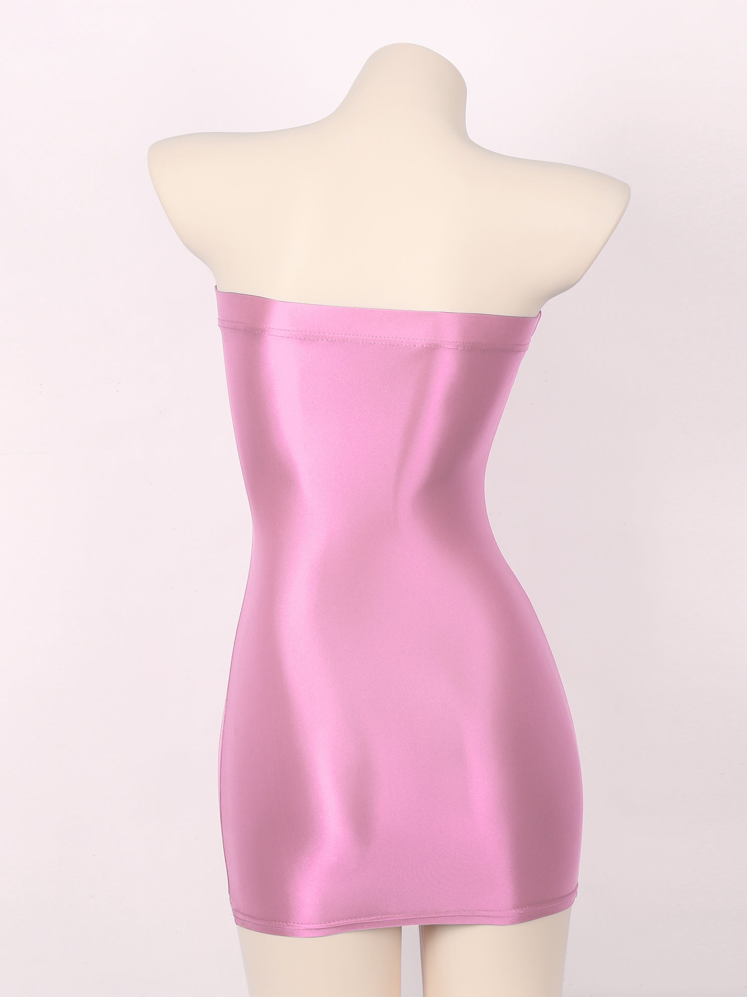 Women Glossy Bodycon Dress Long Sleeve Oil Shiny Smooth Mini Pencil Dress Stretchy Mock Neck Tight  Party Dresses Dance Clubwear