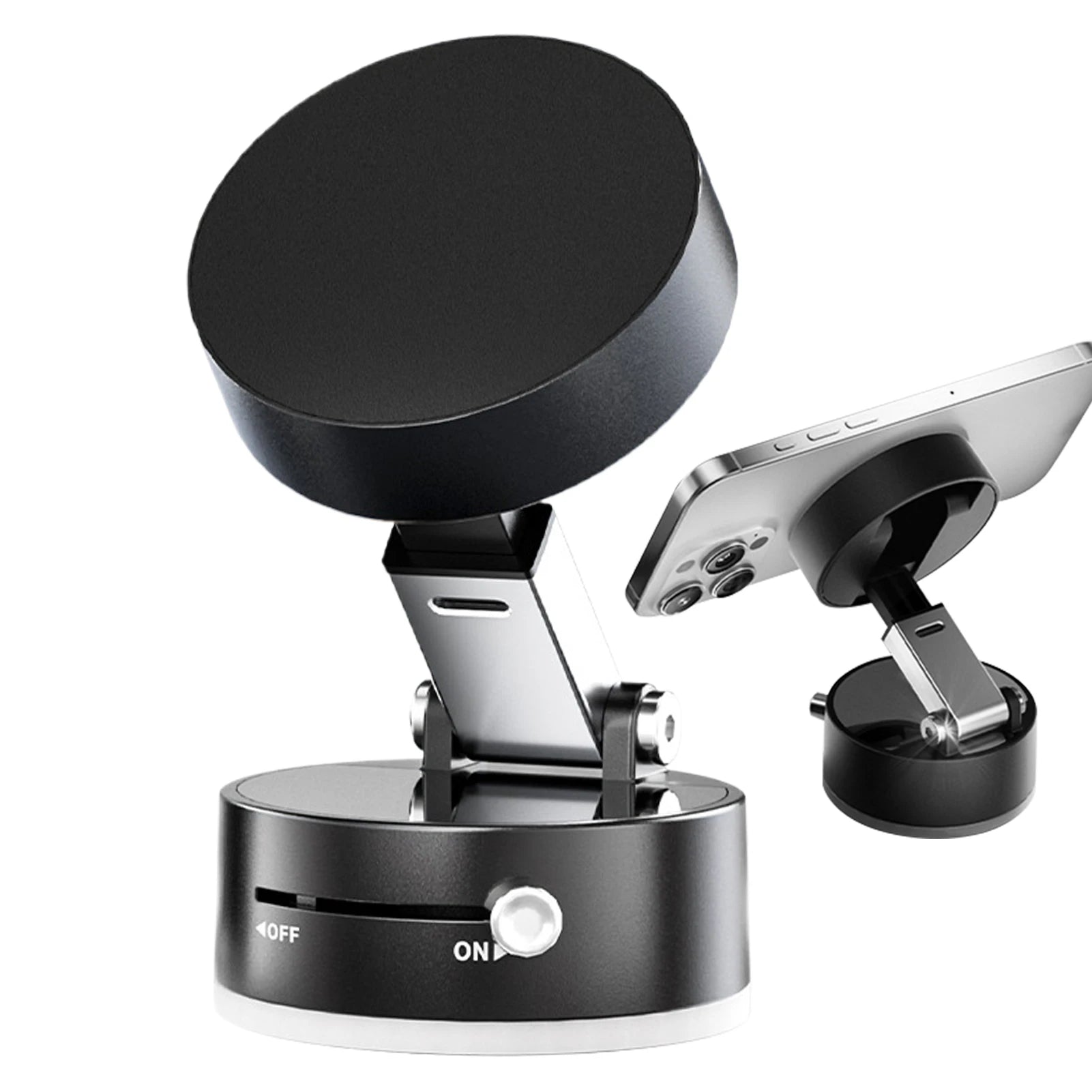 Vacuum Suction Cup Magnetic Car Phone Holder Double-Sided Foldable Magnetic Auto Phone Bracket For Car Interior Accessories