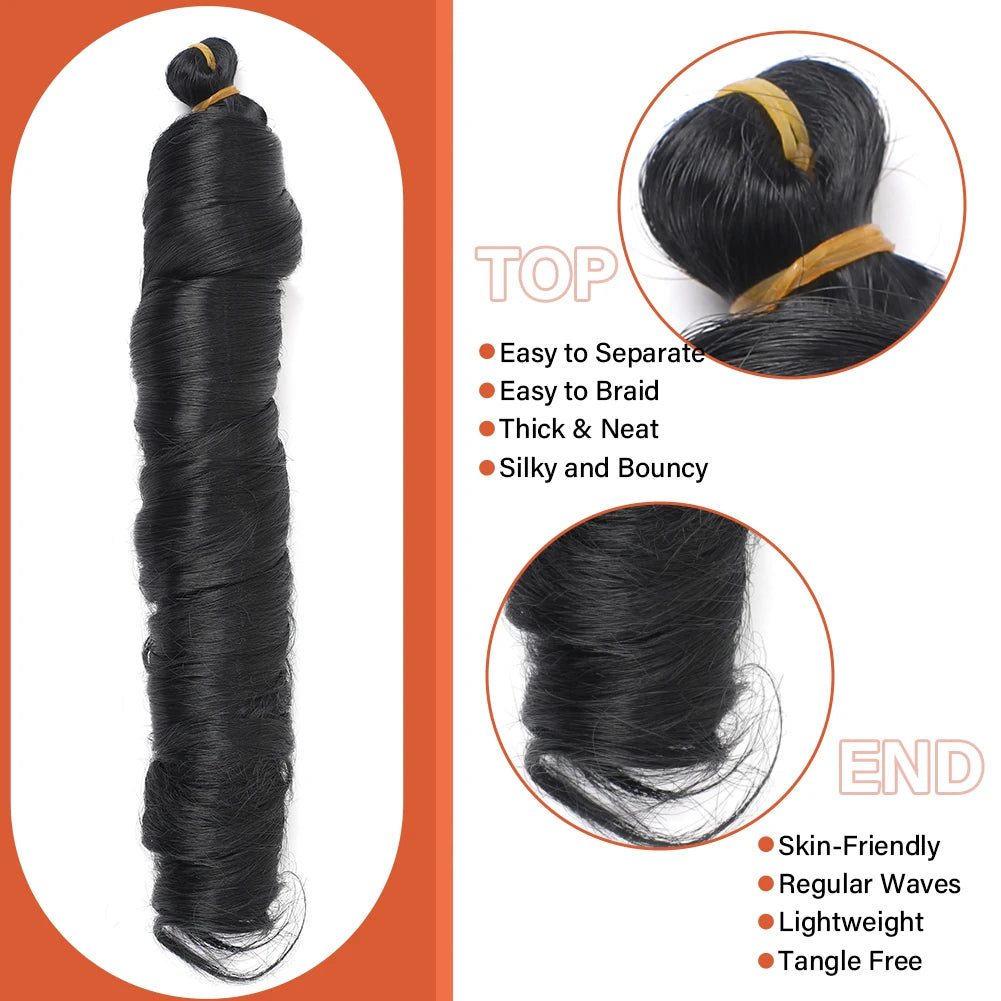 French Curly Braiding Hair 24 Inch Pre Stretched Bouncy Braiding Hair Loose Wavy Synthetic Hair Extensions for Black Women
