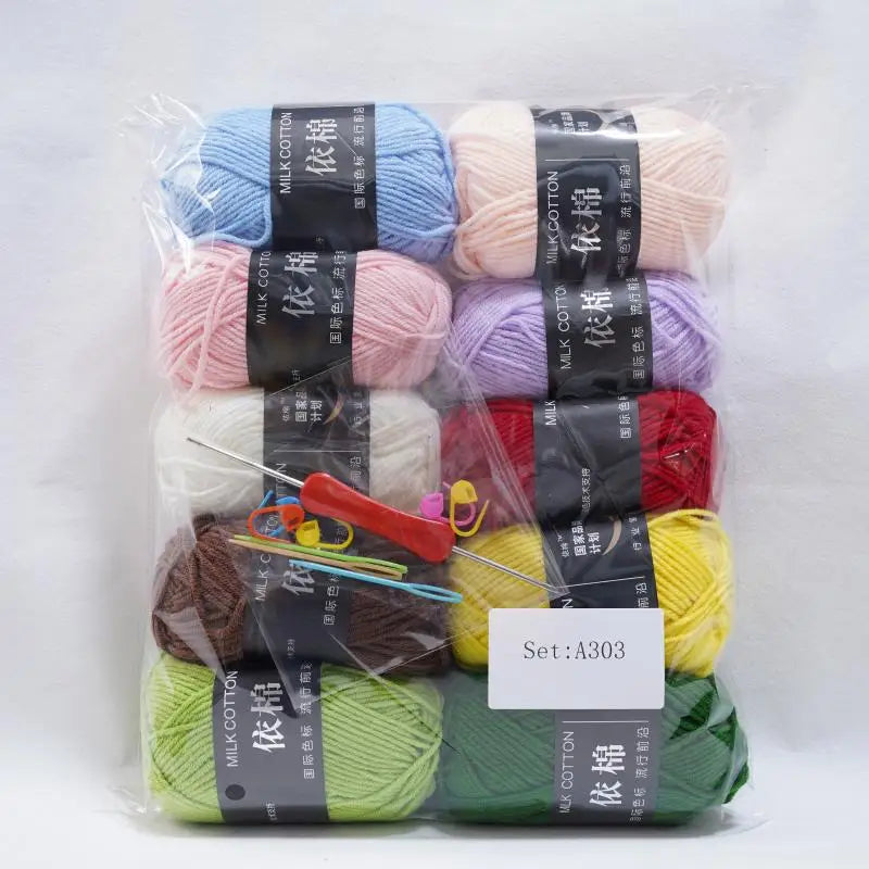 10pcs Mixed Colors Yarn Milk Cotton Yarn Combination Crochet Knitting Yarn Set for Handmade DIY Crafts Sweater Scarf Knitting