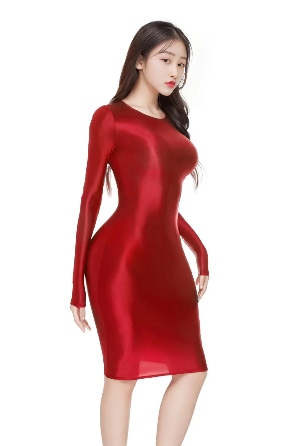 Sexy Satin Shiny Pencil Dresses Package Hip One Step Dresses Women's Elegant Party Bodycon Elastic Miniskirts New In Now