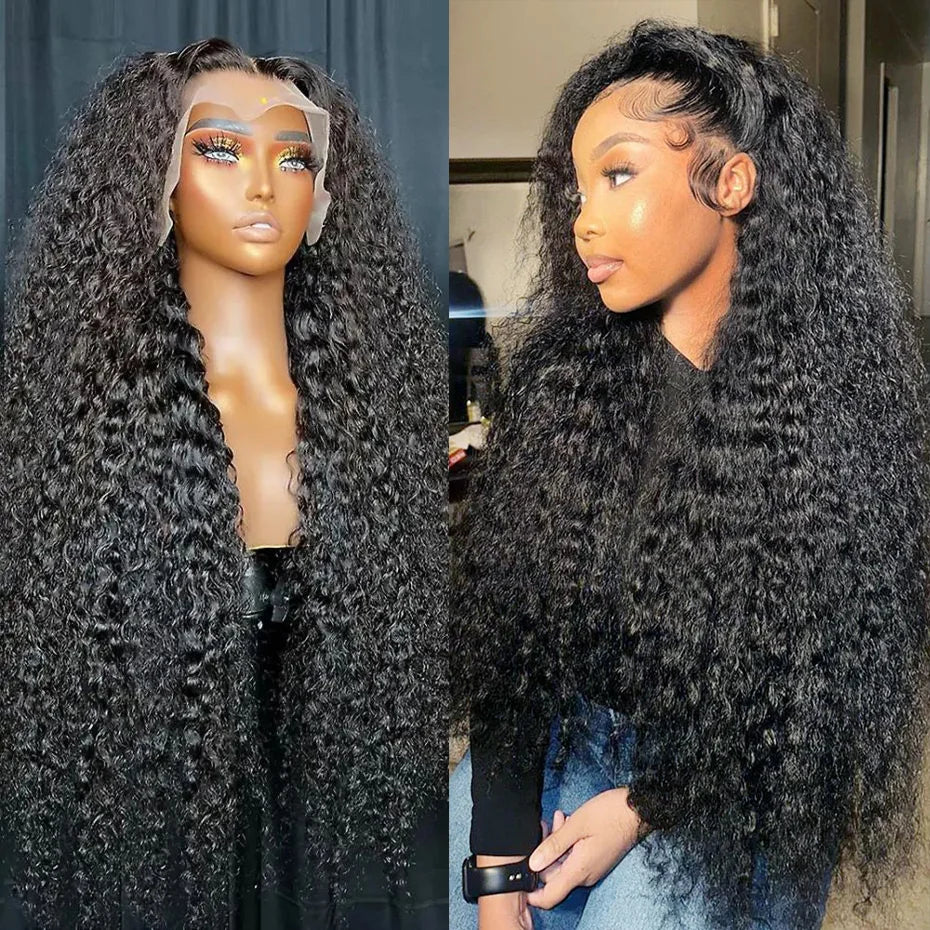 Deep Wave Lace Front 100% Human Hair Wigs 30 32Inch Indian Curly Remy 200% 13x4 13x6 Lace Frontal Wigs For Woman Pre Plucked
