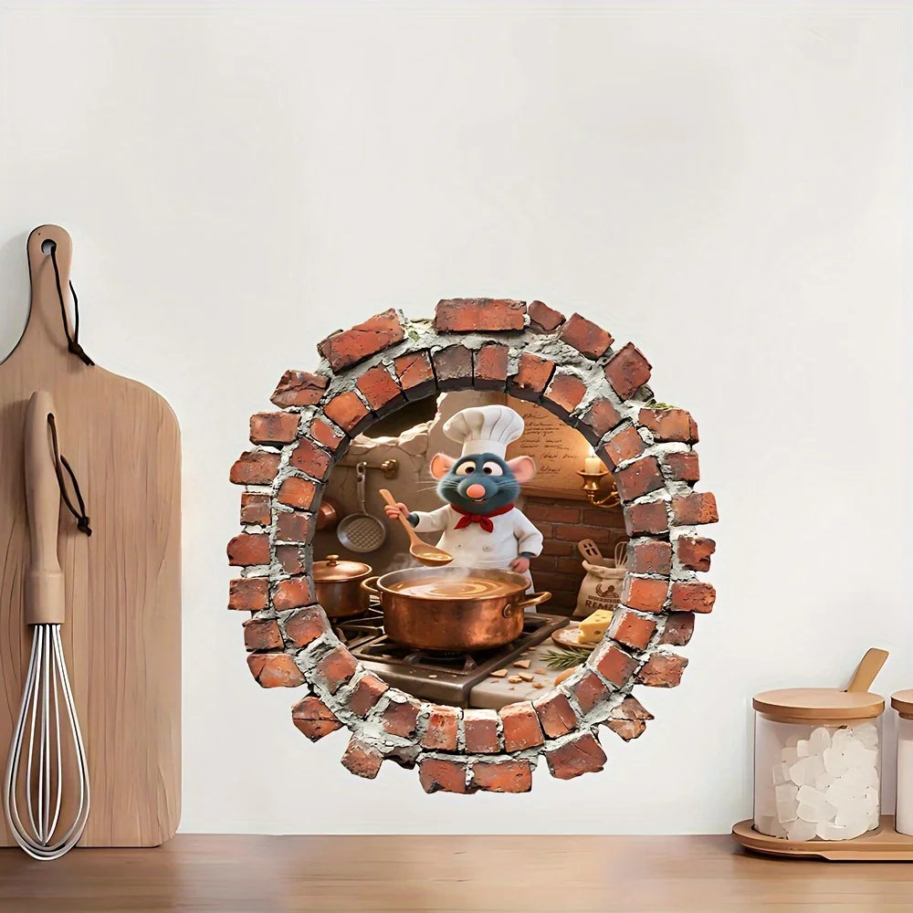 1 Piece of Ratatouille Wall Sticker, Interesting Kitchen Stove Layout, Suitable for Bedroom and Living Room Decoration, Easily Creates Classic Movie Scenes of Cooking