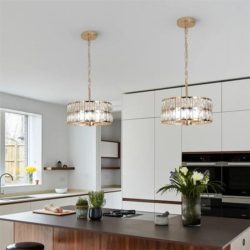 Modern K9 Crystal LED Pendant Light Nordic Chandelier Bedroom Hanging Lamp Retro Luxury Kitchen Dining Table Plafon Ceiling Deco