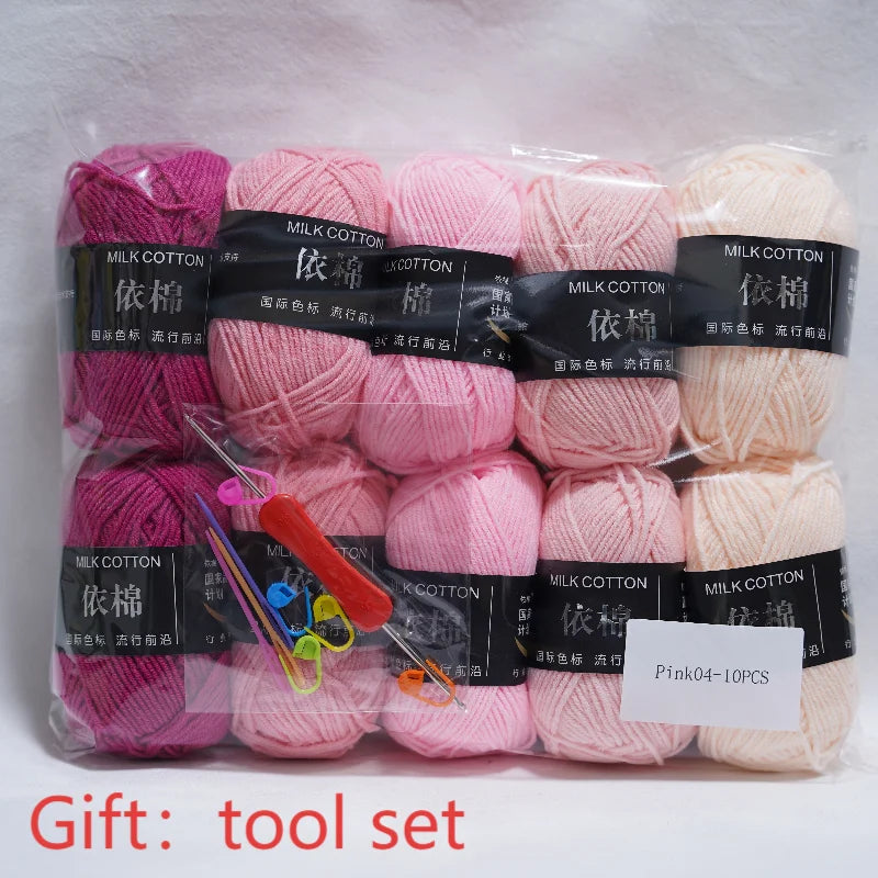 10pcs Mixed Colors Yarn Milk Cotton Yarn Combination Crochet Knitting Yarn Set for Handmade DIY Crafts Sweater Scarf Knitting