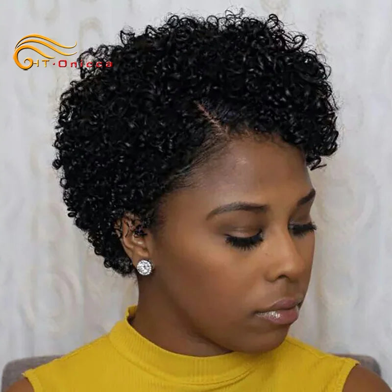 Pixie Cut Wig For Women Curly Hair Lace Front Human Hair Wigs Short Bob Wig Pre Plucked Natural Color 13X1 Lace Part Lace Wigs