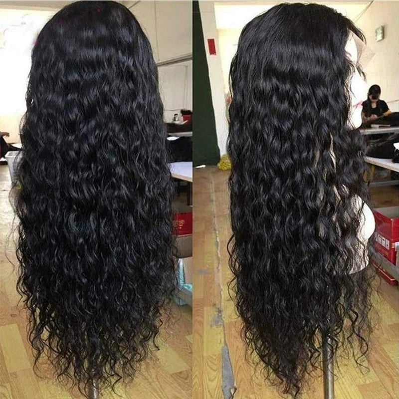Wig for Women, African Small Curls, Fashionable Middle-Parted Long Curly Hair, Corn Perm Synthetic Fiber Wig Headgear