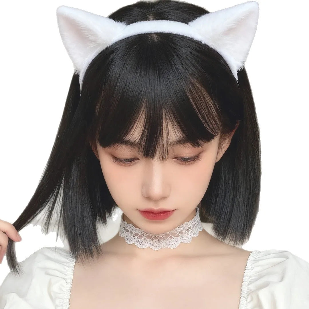 Black short hair with straight bangs, synthetic wig, costume party, cosplay, role-playing, daily wig, full head coverings
