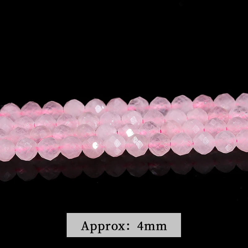 4mm Natural Stone Faceted Pink Quartz Bead Loose Spacer Charm Crystal Bead For Jewelry Making Diy Necklace Bracelet Accesory